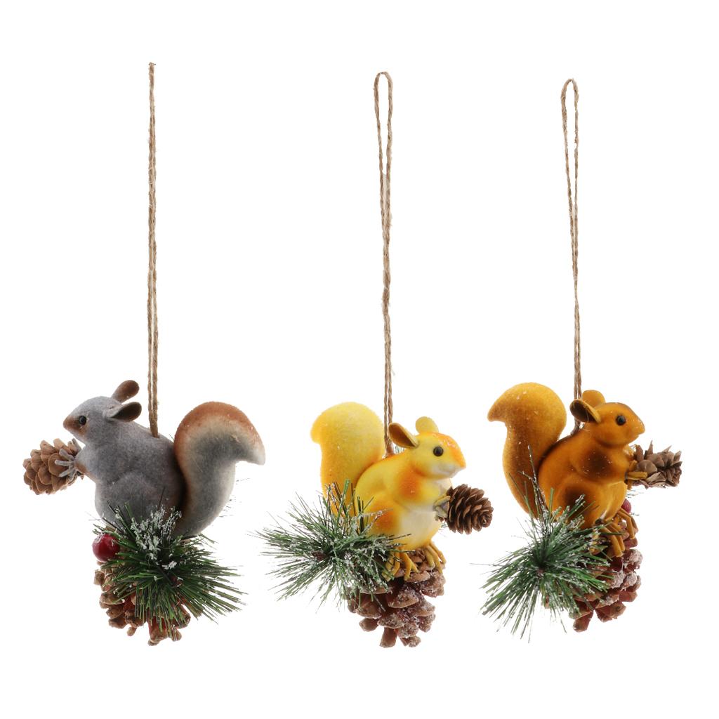 Artificial Squirrel Hanging Pendant For Home Christmas Xmas Party Dec Grey