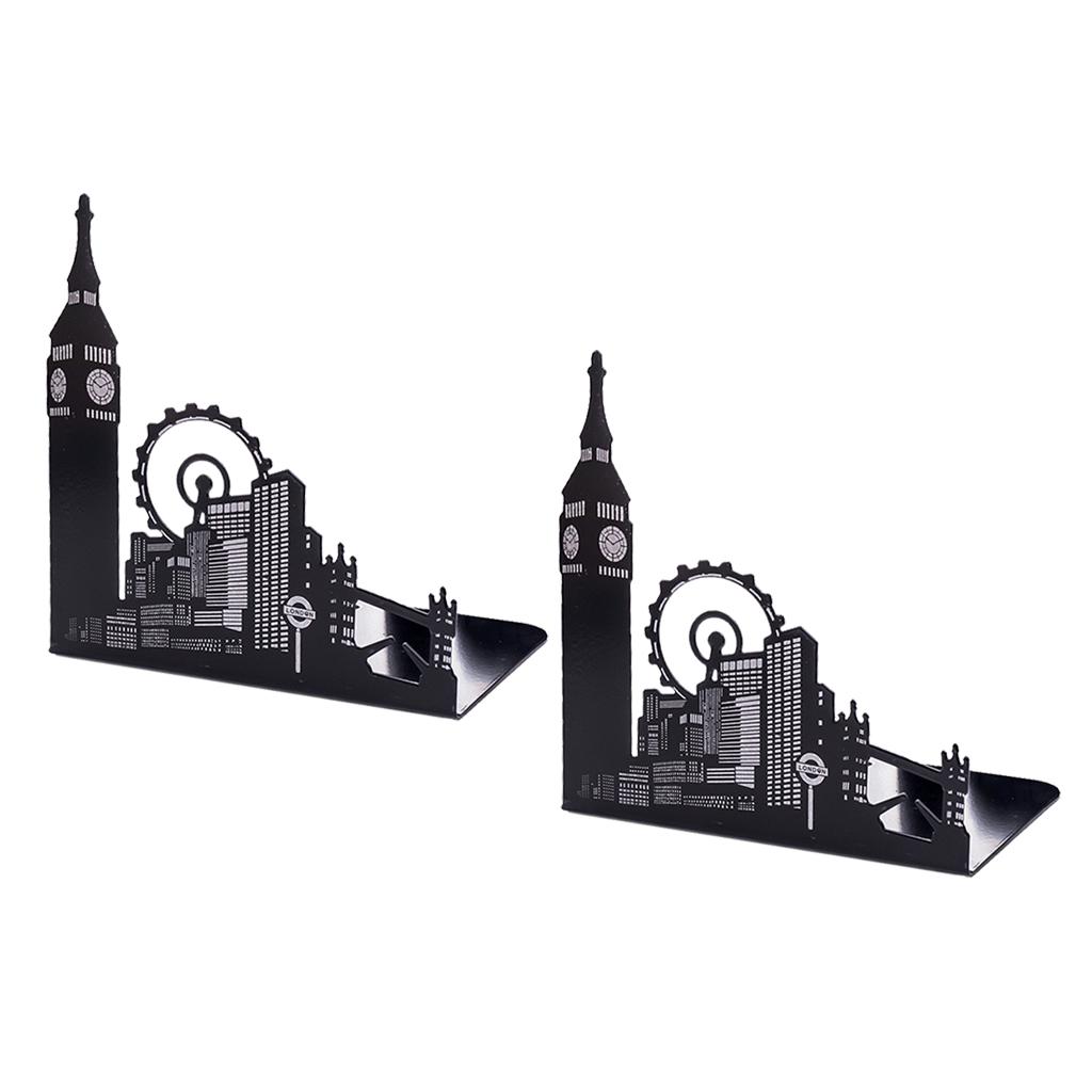 2 Pieces Office School Bookend Library Desk Book Stand Ferris Wheel City