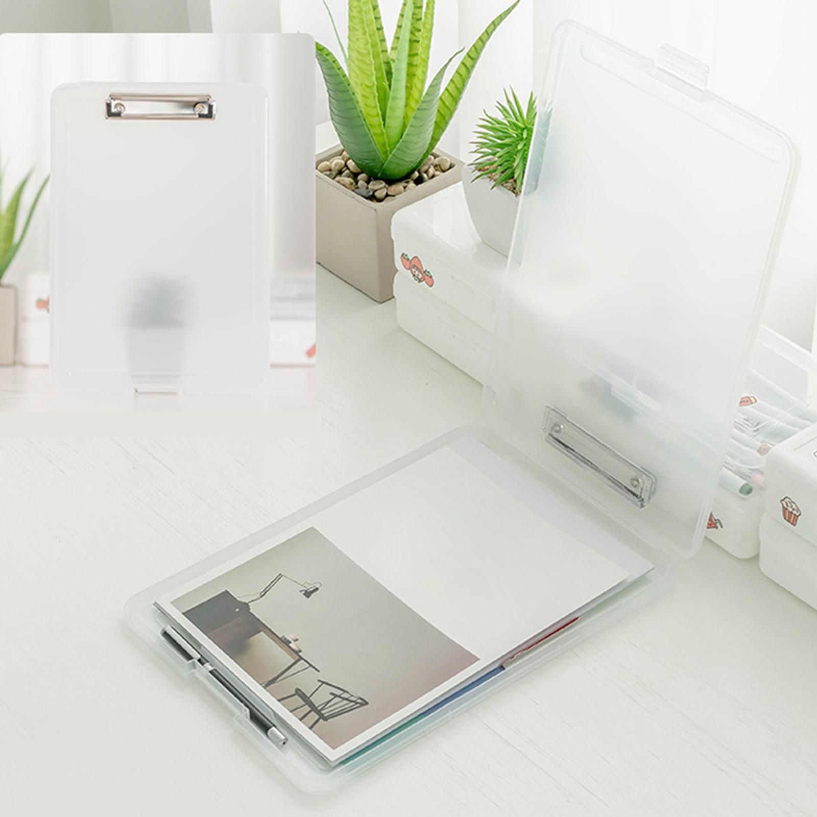 Plastic A4 File Box Document Folder Writing Pad Box Organizer Supply Clear