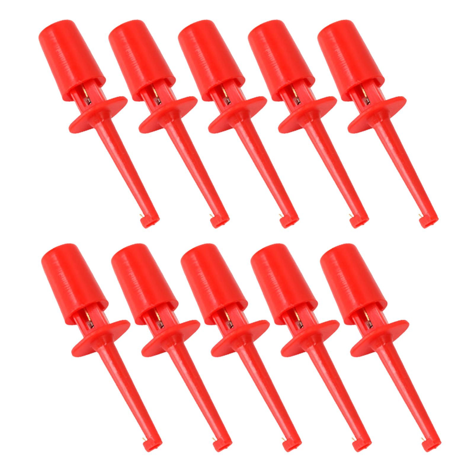 10 x Mini Test Hook Probe Spring Clip for PCB SMD IC Red