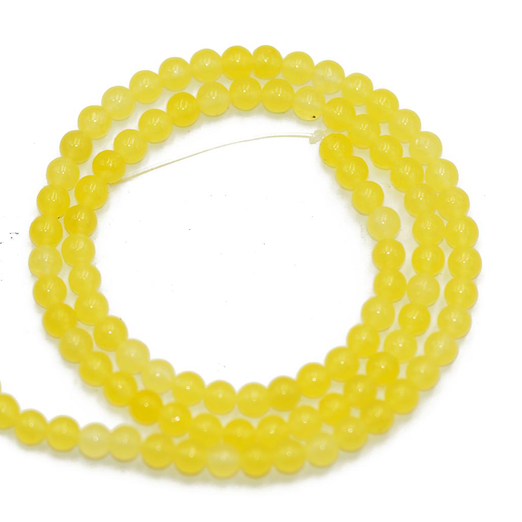 4mm Bright Yellow Jade Round Gemstone Loose Beads Strand 15.5 Inch