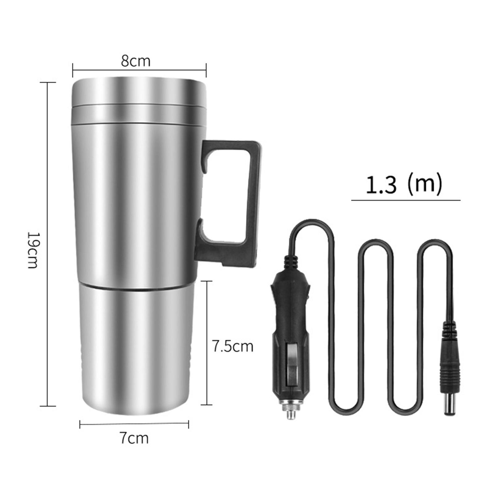 Stainless Steel Car Electric Kettle Heating Cup 300ml Silver 12V