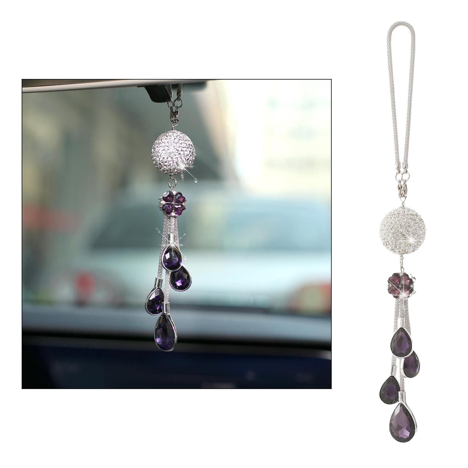 Bling Car Pendant Charms Rear View Mirror Hanging Ornament  Purple