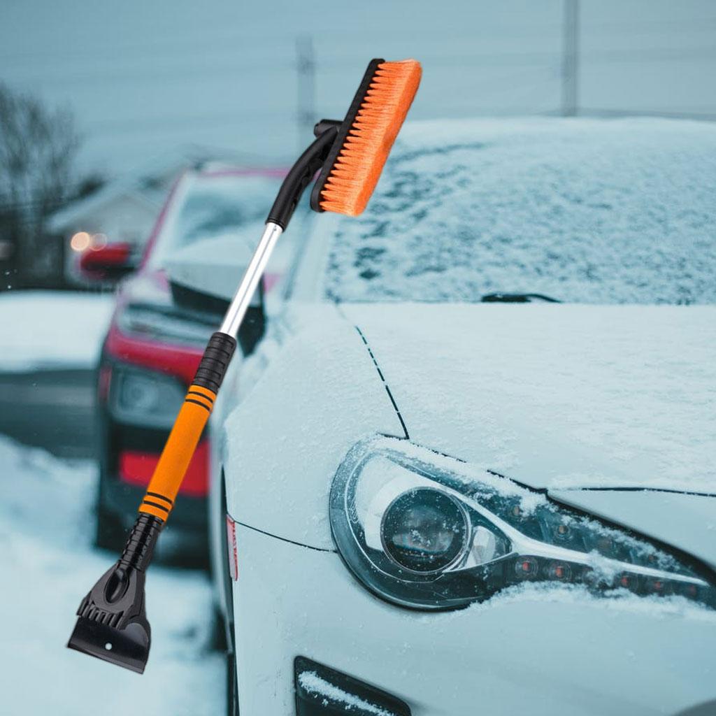 Car Windshield Snow Scraper Detachable Ergonomic Handle for Van Taxi Orange