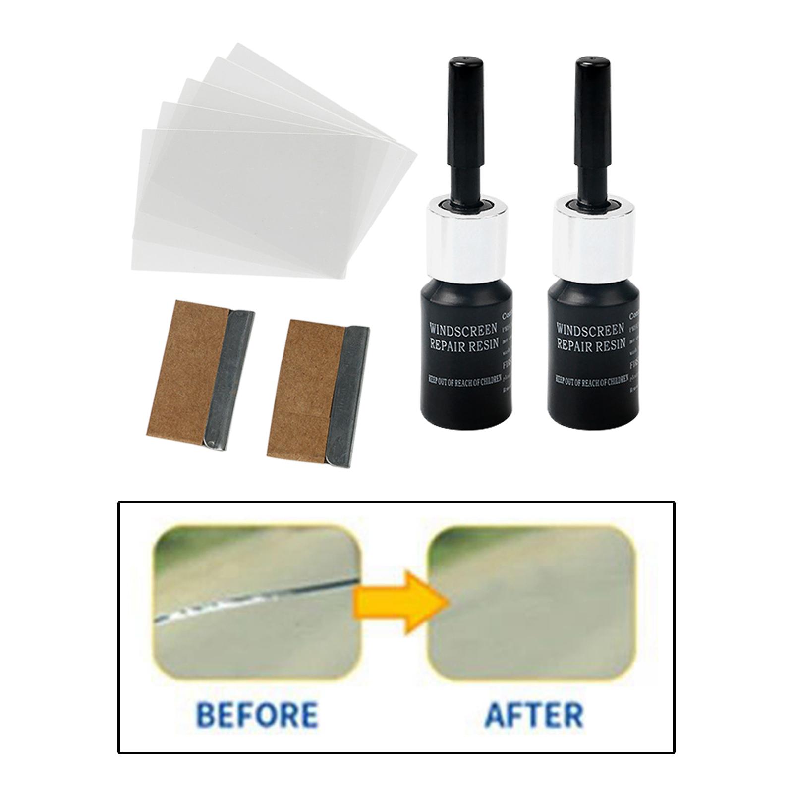 2Pcs Automotive Glass Repair Fluid Windshield Resin Crack Tool DIY Car Fix Black