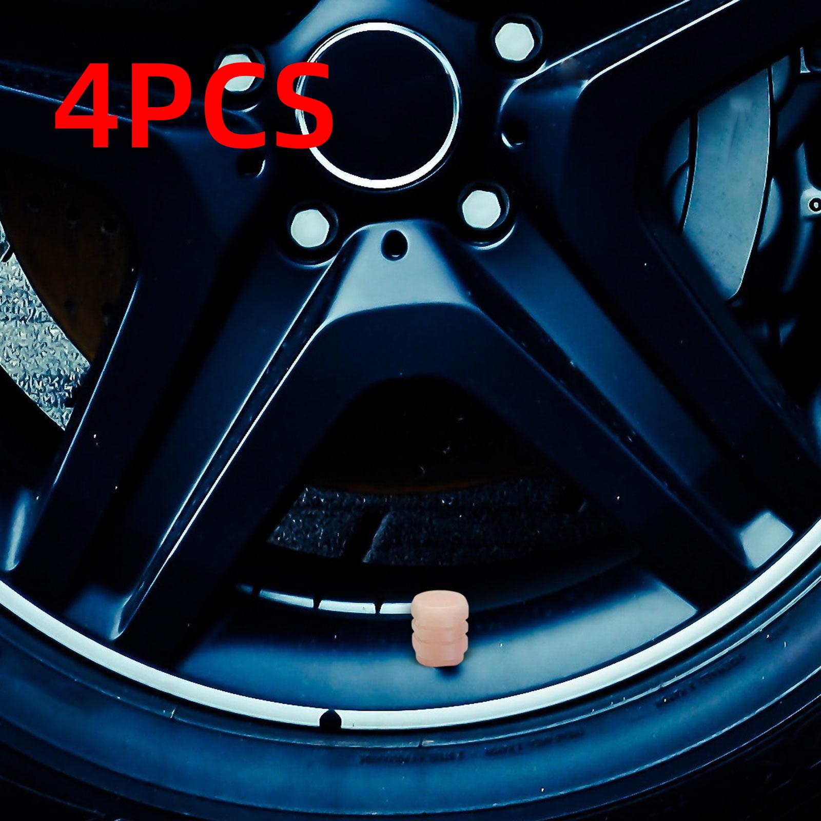 4Pcs Fluorescent Tire Valve Caps Car Tire Stem Caps for SUV Motorcycles Red