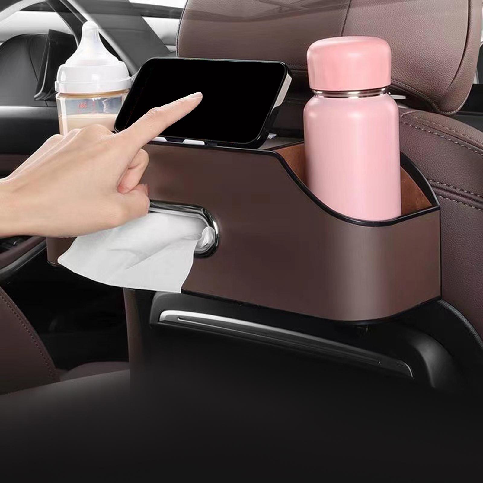 Car Seat Back Organizer Tissue Box Storing Paper Towels Backseat Storage Box Brown 