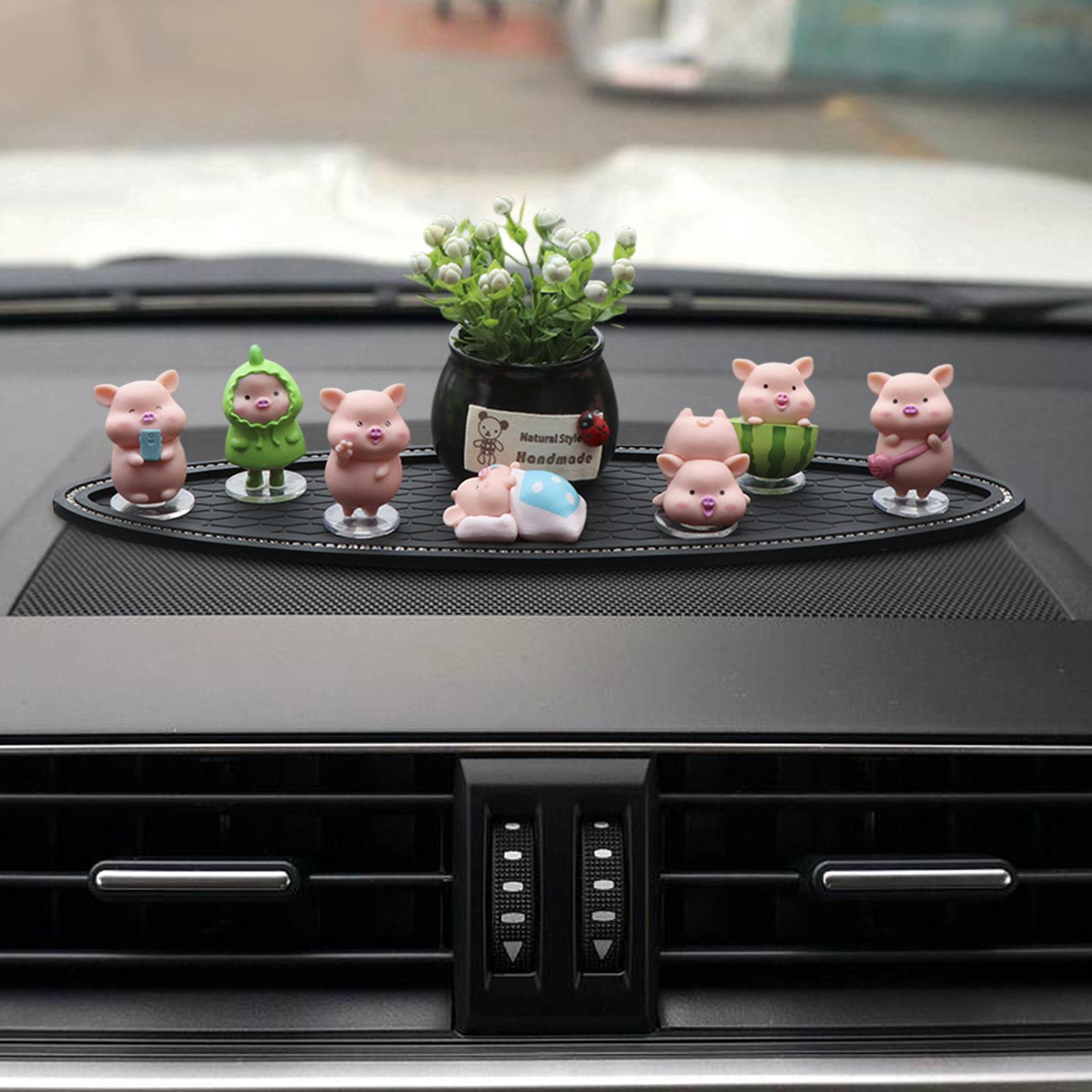Pig Figurines Set Car Dashboard Decoration for Bedroom Office Bookshelf Potted Plant Set