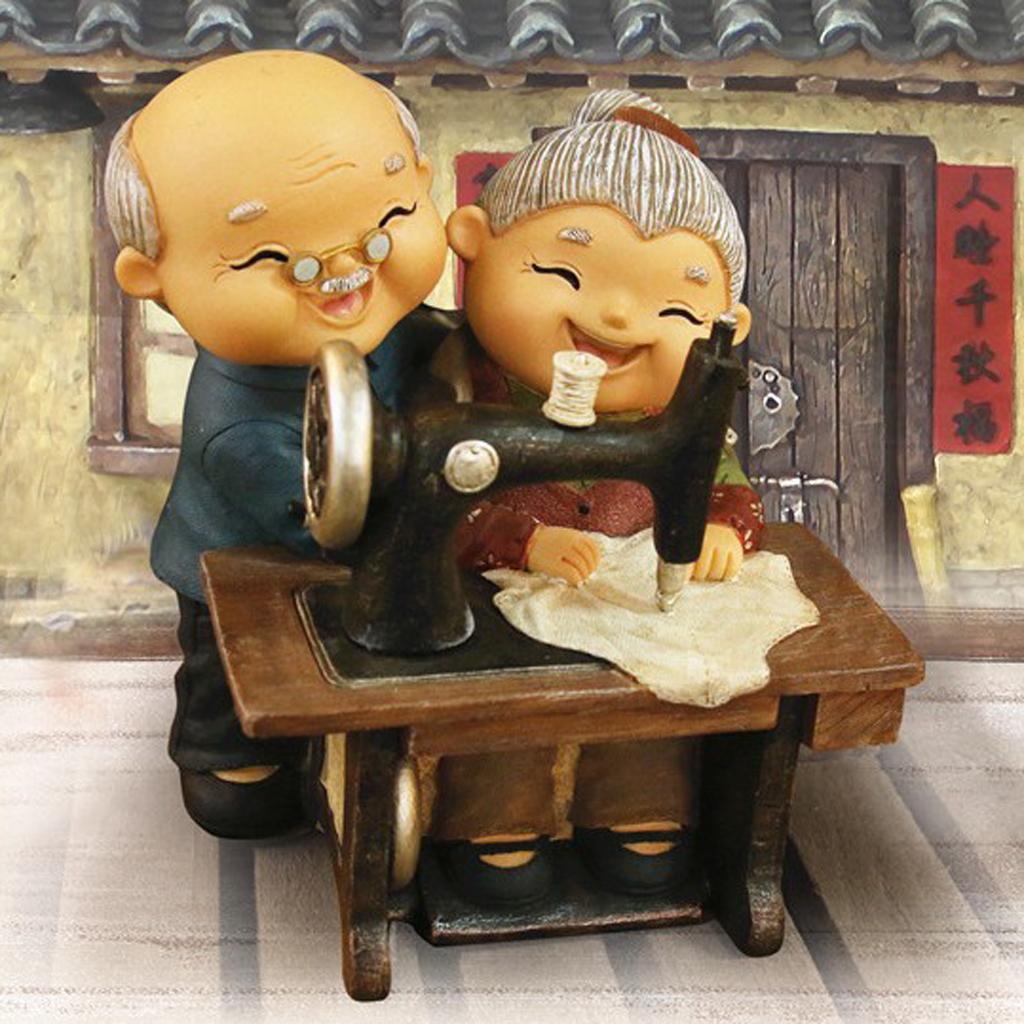 Romantischer China Alter Mann und Frau Ehepaar Liebespaar Skulptur Fiugr 