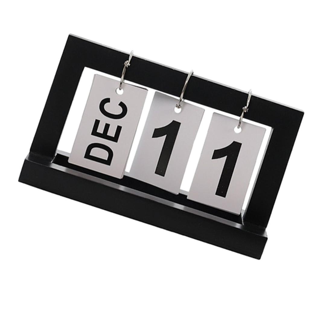 Practical Wooden Flip Chart Perpetual Calendar DIY Desktop Calendar Black