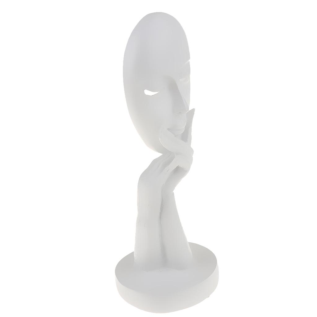 Nordic Minimalism Sculpture Wine Cabinet Art Resin Thinker Statue  White-S