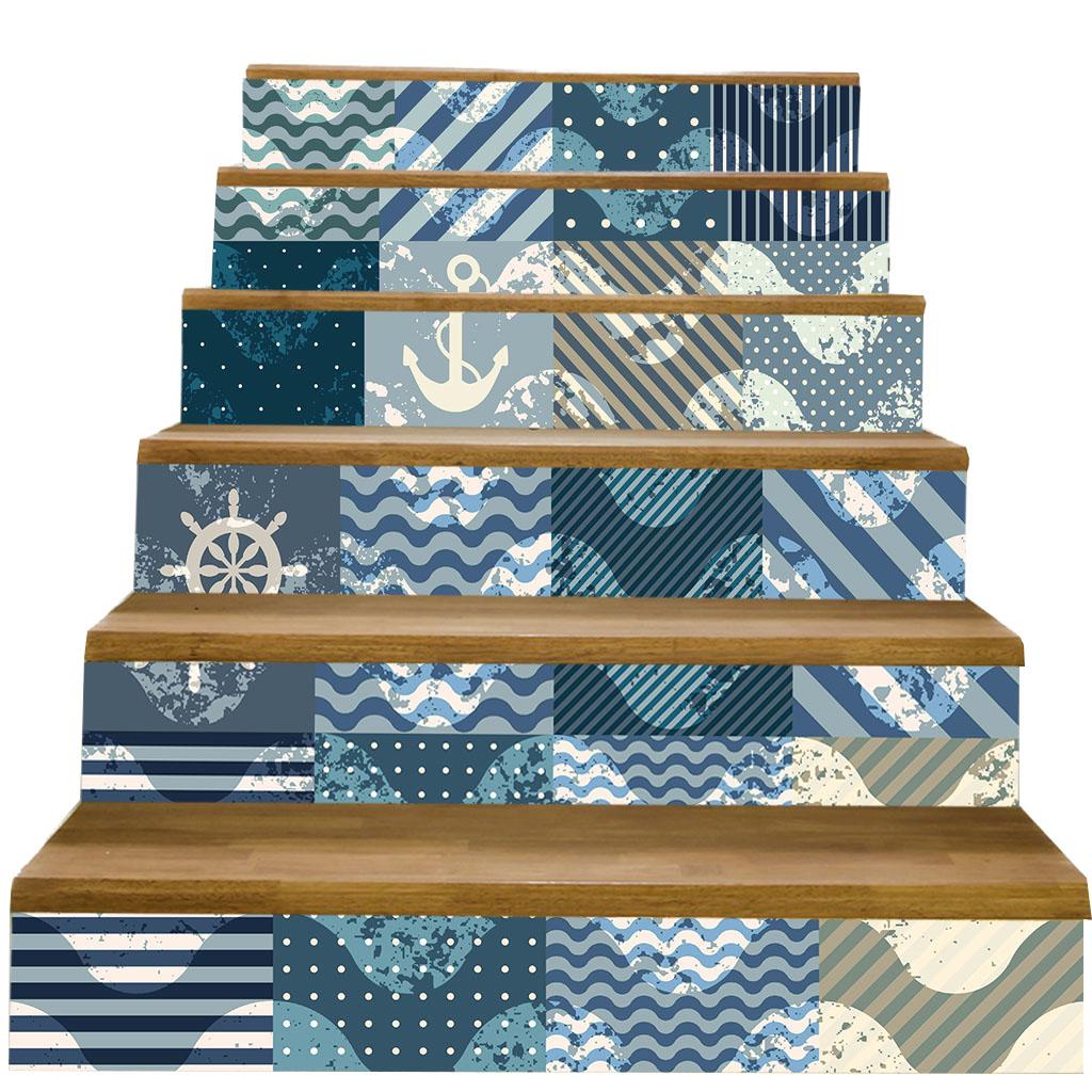 6pcs/set 3D Stair Decals Stickers Stair Risers Decals Staircase Stickers M