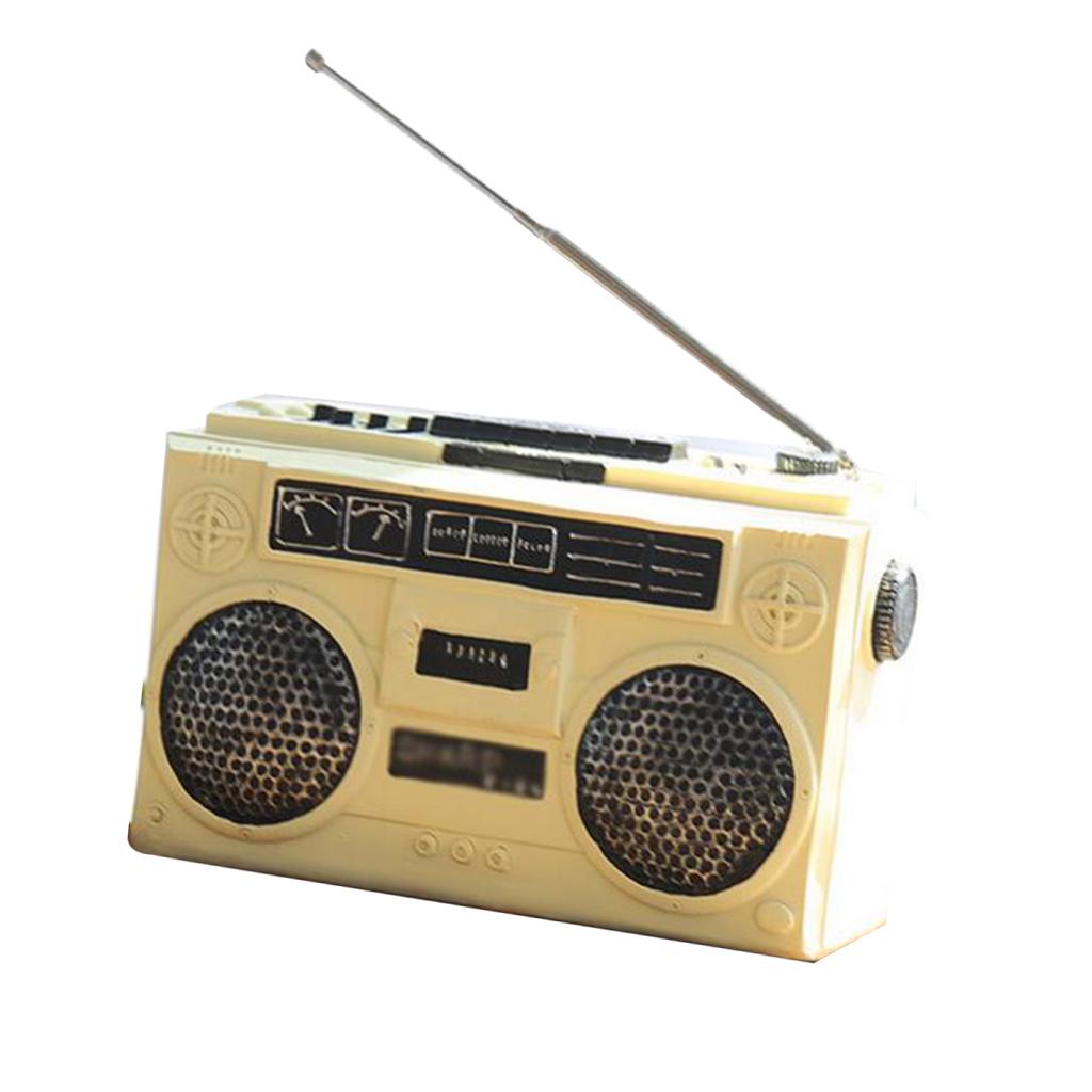 Vintage Style Resin Radio Crafts for Living Room Office Gallery White