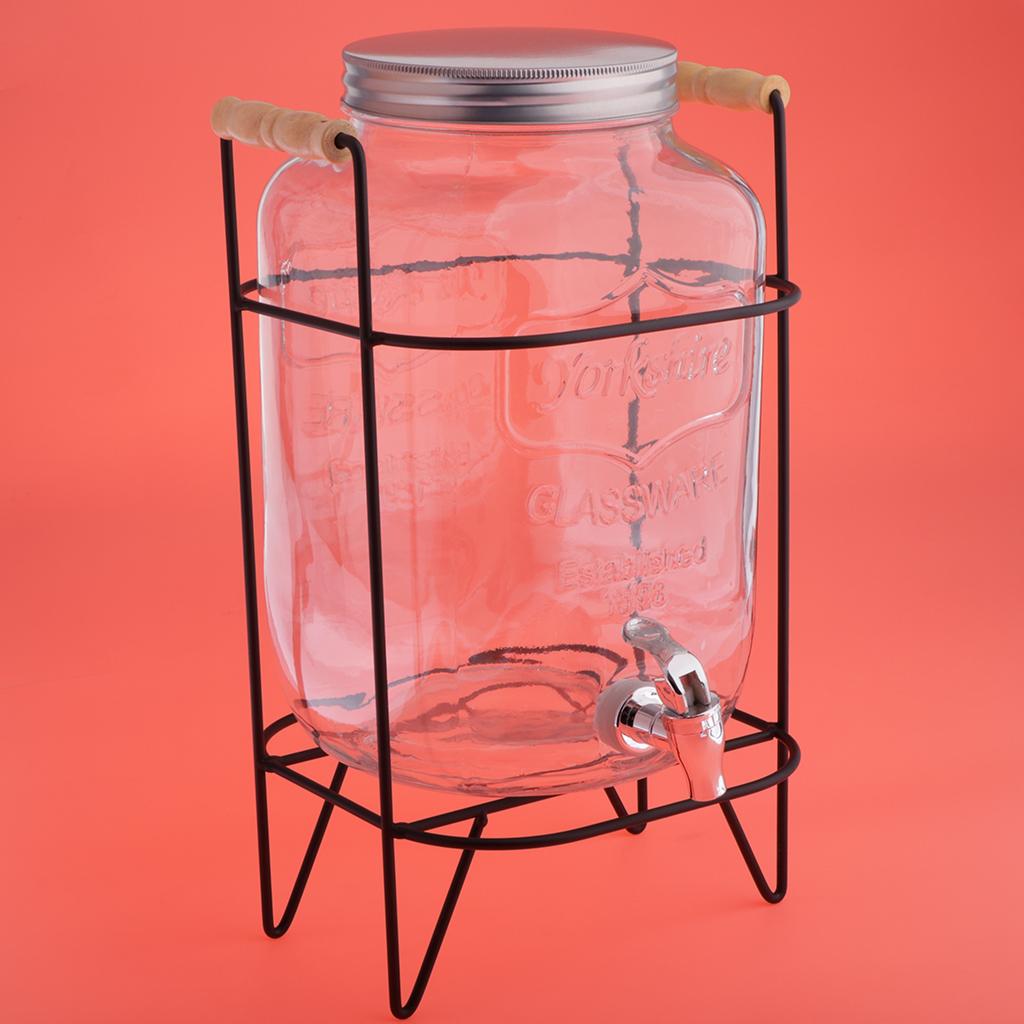 Glass Beverage Dispenser with Stand & Leak Free Spigot Enzyme Barrels 4000ML