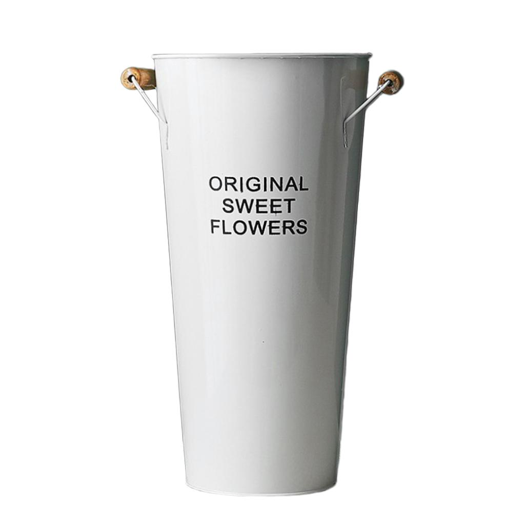 Nordic Style Flower Bucket Shabby Chic Flowerpot Vase White