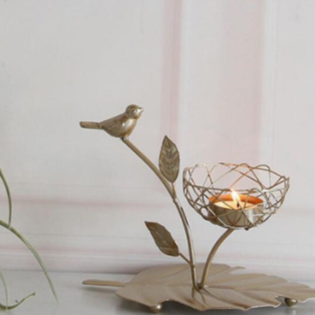 Vine Leaf Votive Candle Holder Iron Candlestick Wedding Desktop Centerpiece