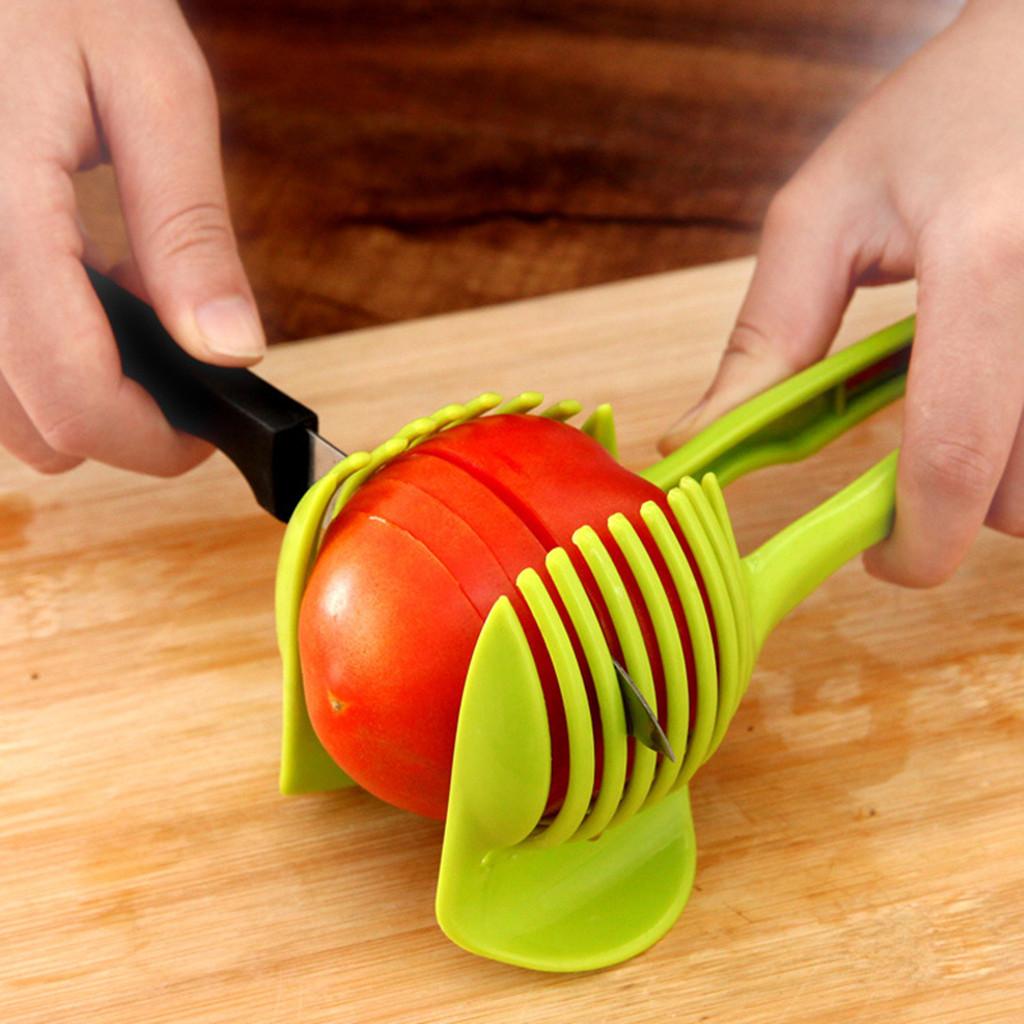 Round Vegetables Fruits Slicer Cutter Cutting Holder Kitchen Cooking Tool