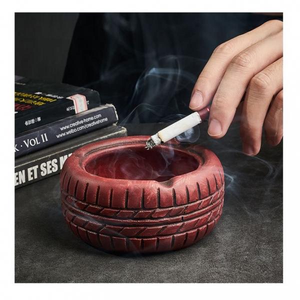 Round Ashtray Cement Tyre Patterned Ashtray for Home Pub S Blue