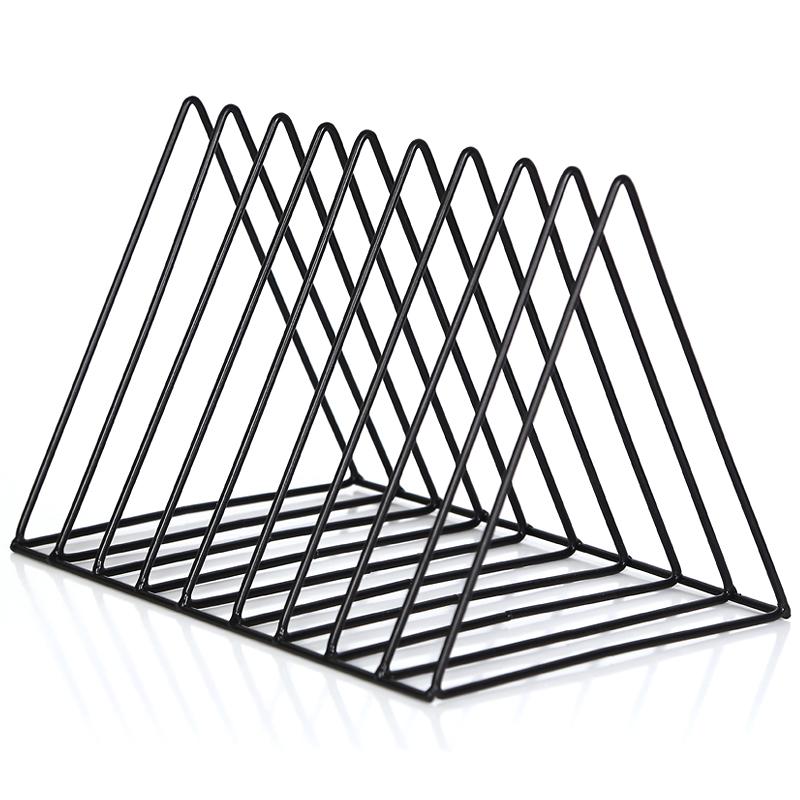 Triangle Metal Iron Bookshelf Magazine Newspaper Storage Rack Black