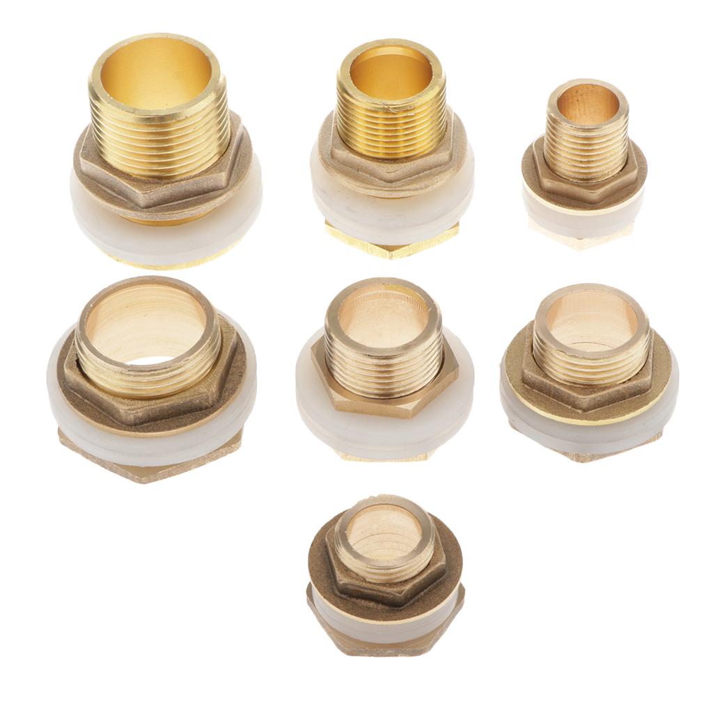 Brass Water Tank Connector Bulkhead Fitting with Rubber Ring DN15 24mm