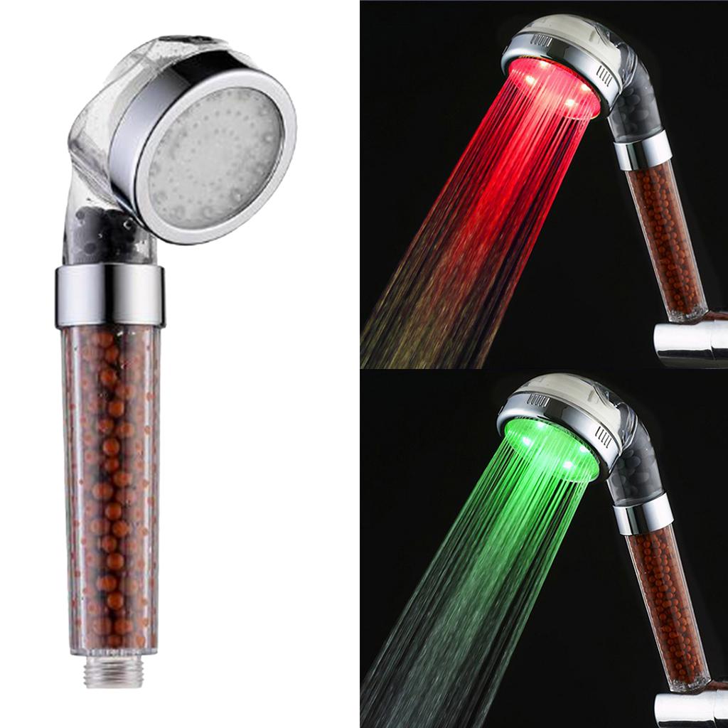 High Pressure Handheld ABS LED Shower Head Sprayer Tem Control Easy Cleaning 3 Colors