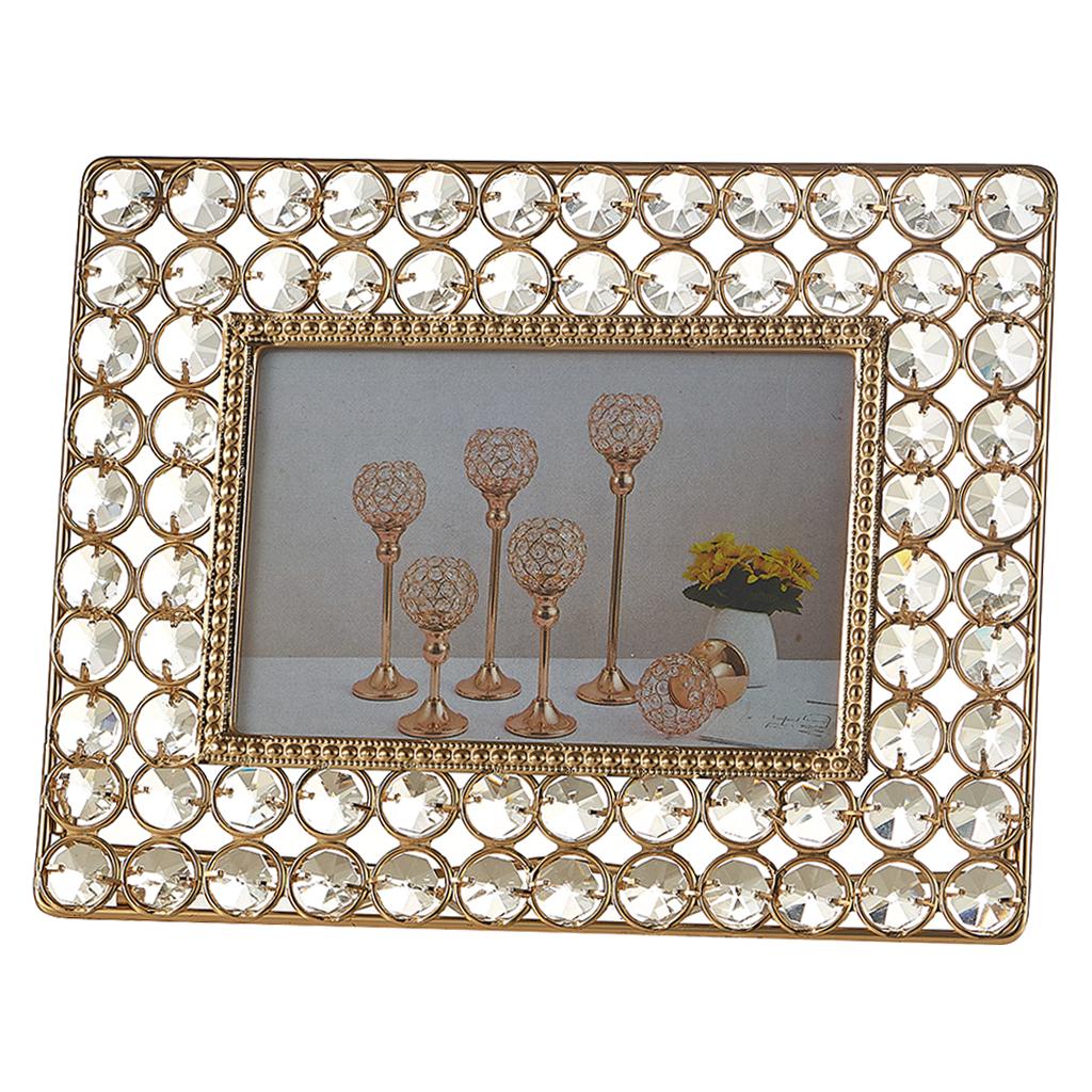 Handmade Crystal Picture Frame Wedding Favor Home Living Room Office Golden