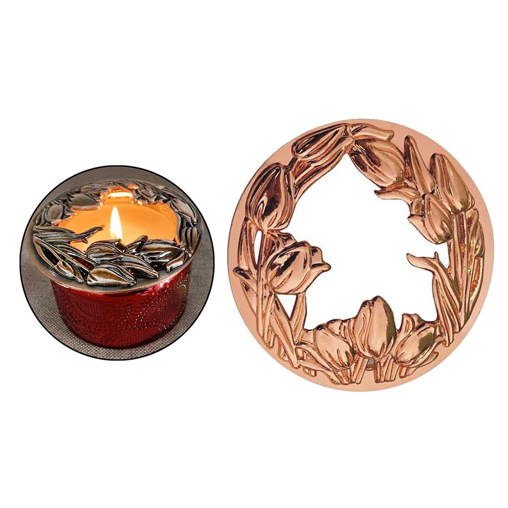 Jar Candle Toppers Accessories Sleeves Lid Flower Style rose golden