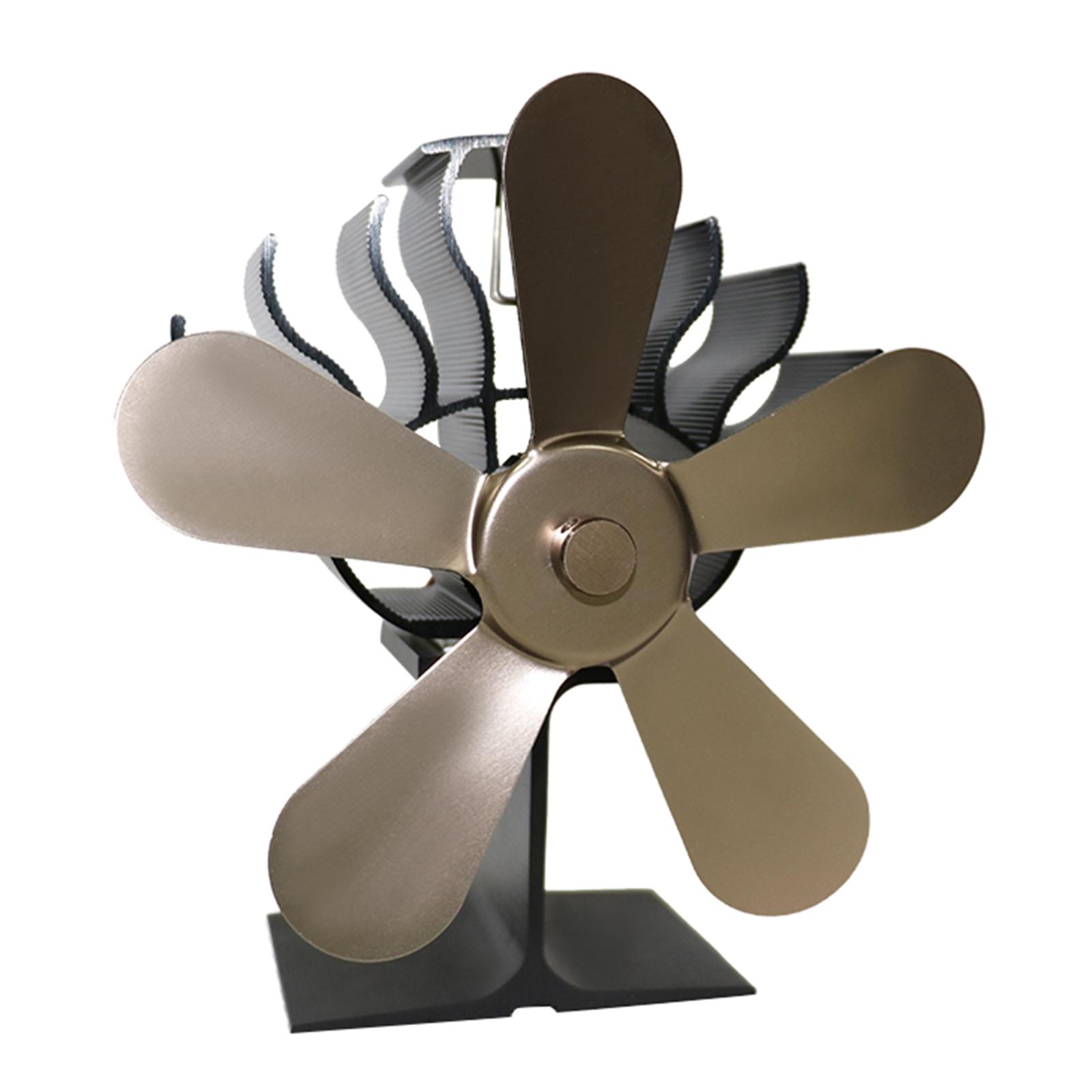5 Blades Heat Powered   Fan Wood Log Burner Fireplace Fan Bronze