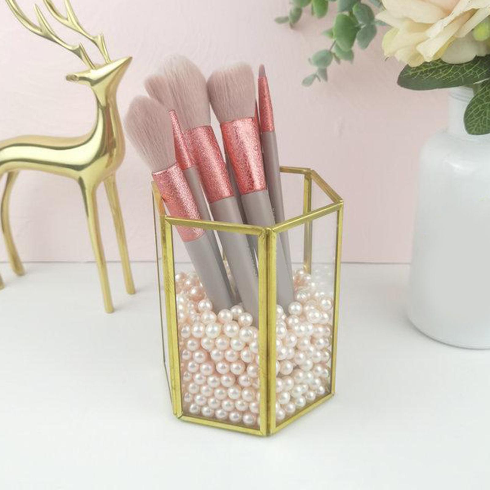Glass Beauty Box Makeup Brush Holder Cosmetics Storage Container 10x12cm