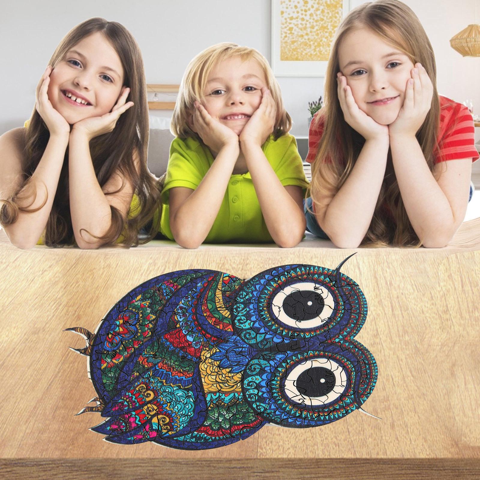 Wooden Puzzles Model DIY Craft Kit Jigsaw Puzzle for Adults Kids Owl