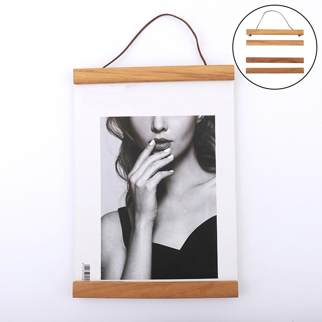Magnetic Wooden Poster Frame Painting Scroll 8'' Photo Picture Hanger Art