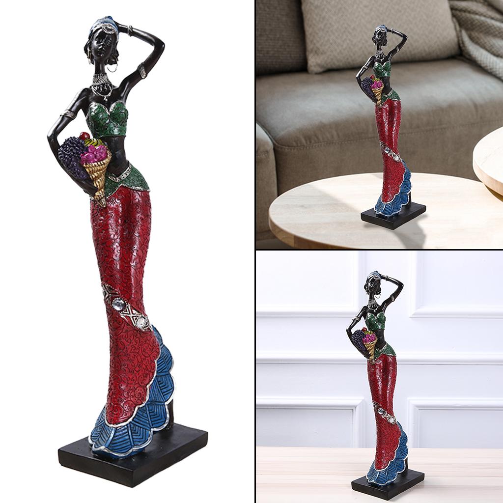 Creative African Women Lady Statue Ornaments Gift Home Ornaments Gold