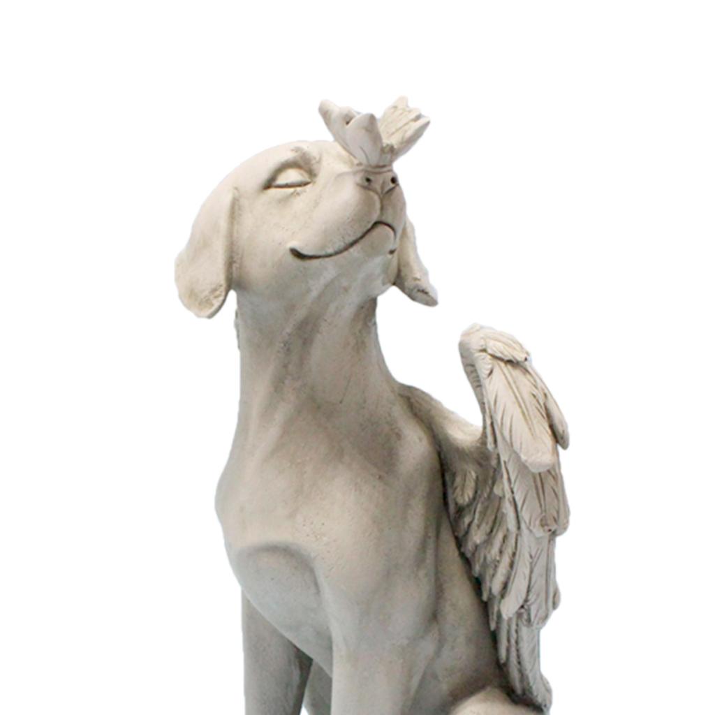 Pet Statue Dog Angel's Wing Puppy Figurine Home Sculpture Garden Decor