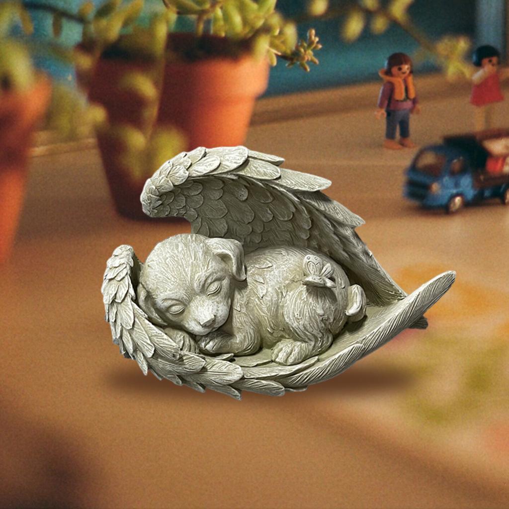 Craft Memorial Statue Lifelike Pet Angel Sculpture Figurine Gift Dog