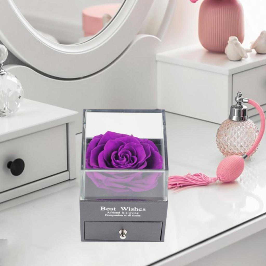 Empty Gift Box Jewelry Earring Display Box External Rose Watch Drawer Purple