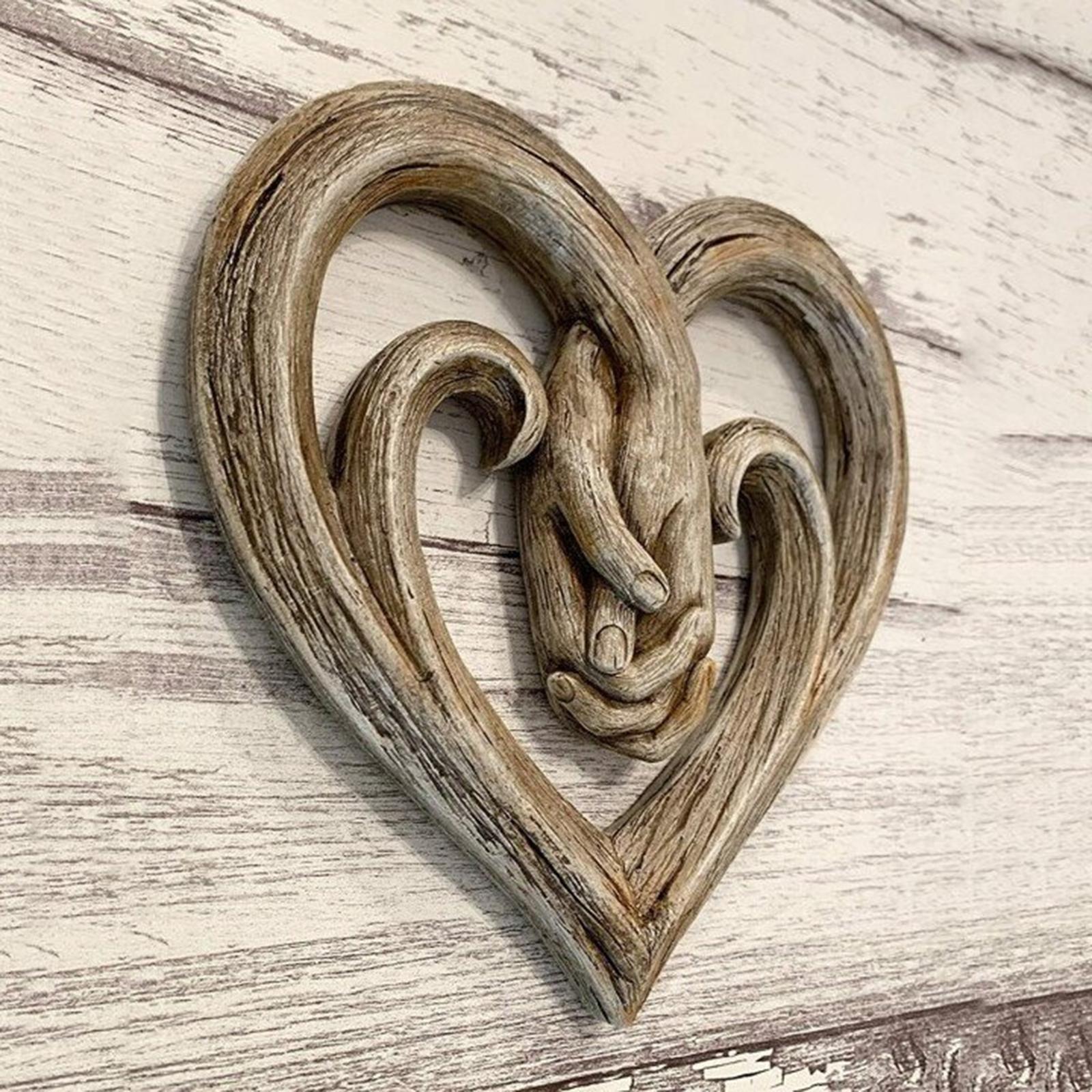 Handcrafted Wooden Hanging Wall Decor Plaque Love Sculpture Decoration