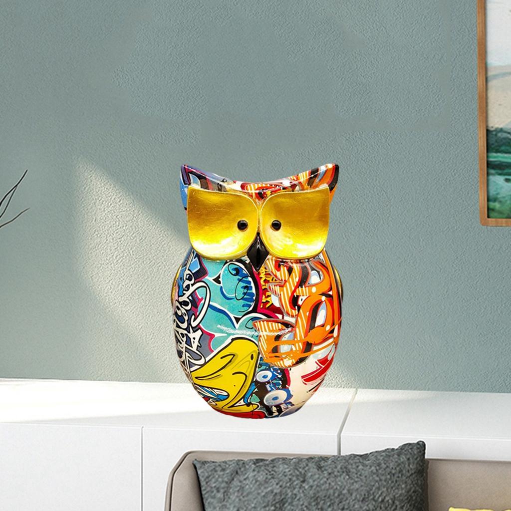 Modern Owl Statue Decoration Home Bookcase Figurine Bedroom Ornament Craft L