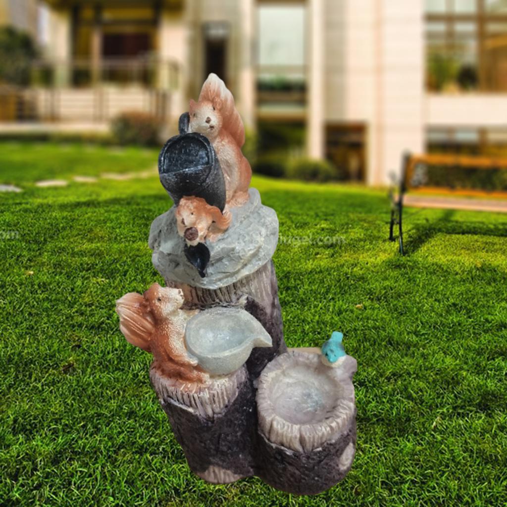 Creative Animal Fountain Statue Garden Figurines Funny Decor Squirrel