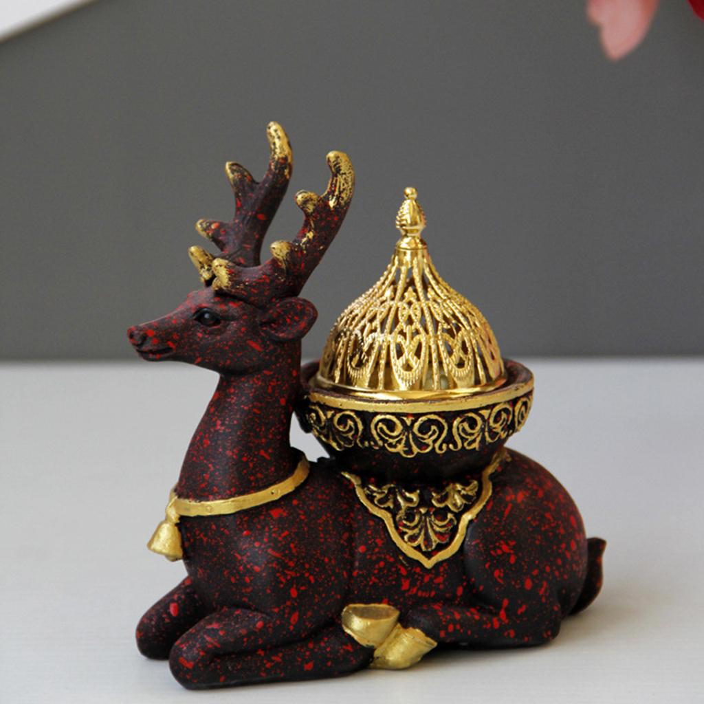 Incense Burner Resin Incense Cone Holder Censer Tabletop Ornament Red