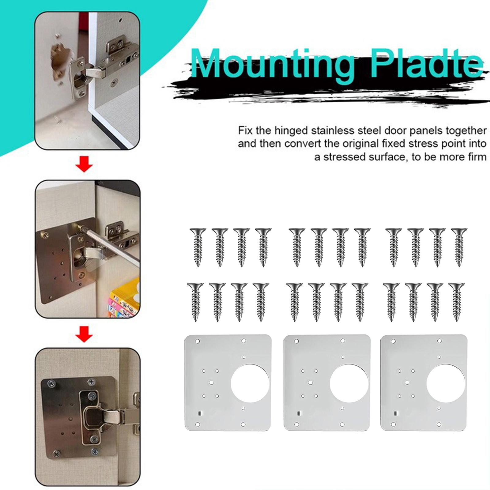 Hinge Repair Cabinet Furniture Drawer Window Accessories 3 Plate+24 Screw