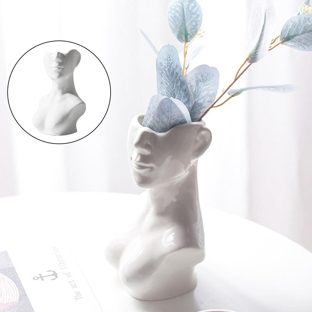 Ceramic Vase Human Body Face Nude Flower Pot Plant Planter 17x12x6CM