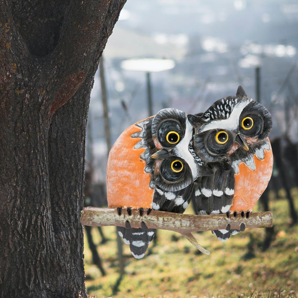 Metal Owl Standing On Branch Stakes Window Tree Yard for Garden Ornaments A