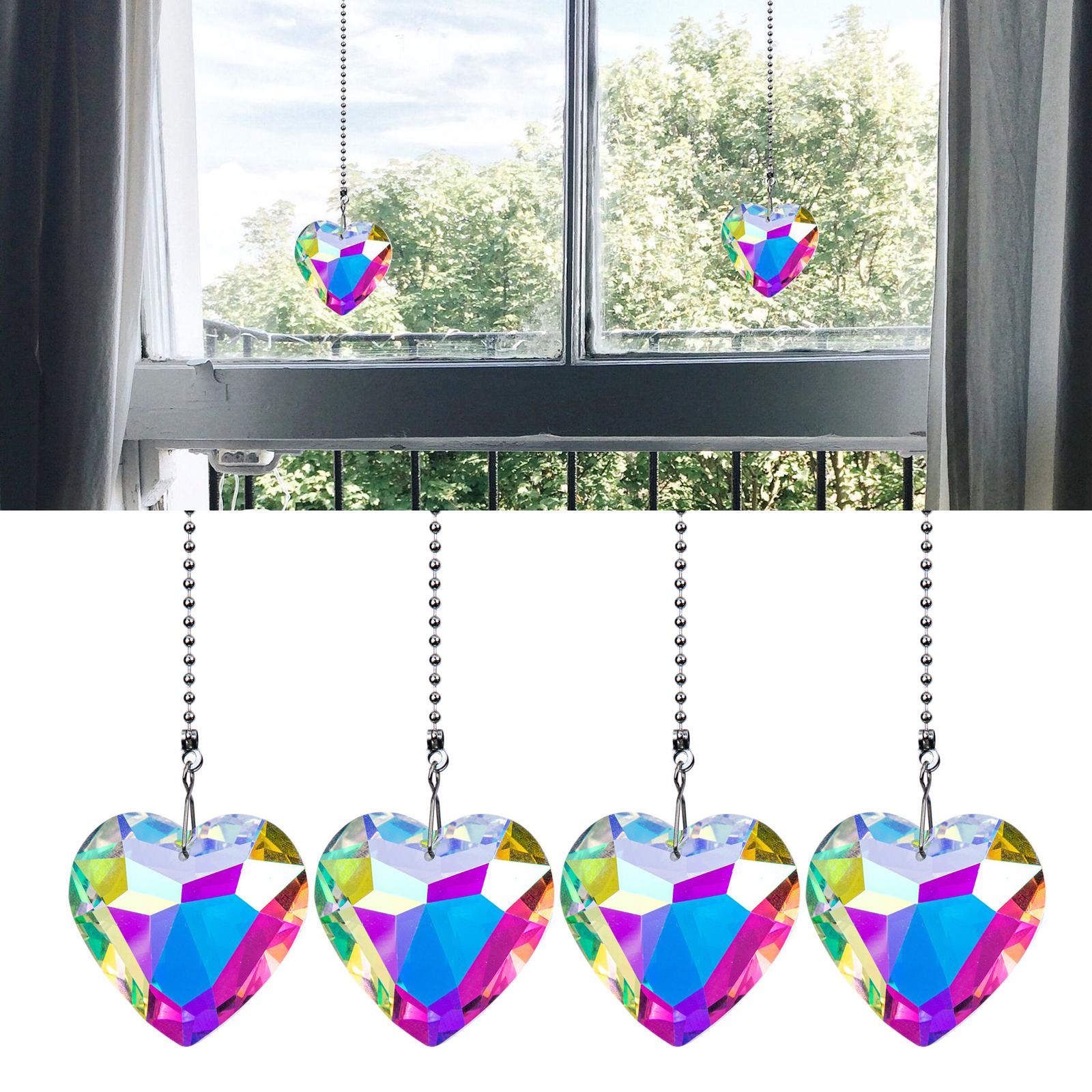 Heart Crystal Sun catchers Chandelier Beads Prism Rainbow Maker Home Hanging