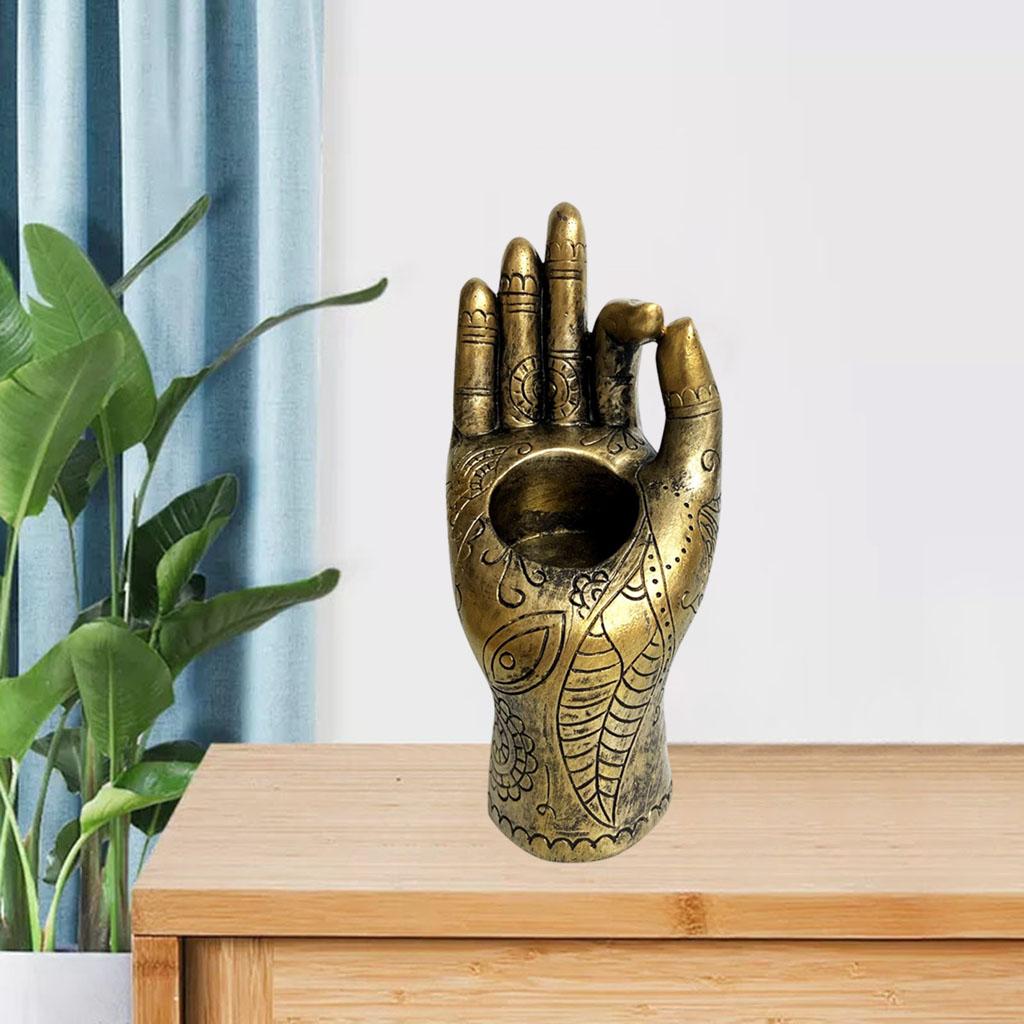 Buddha Yoga Mudra Hand Shape Candle Holder Meditation Room Home Zen Ornament