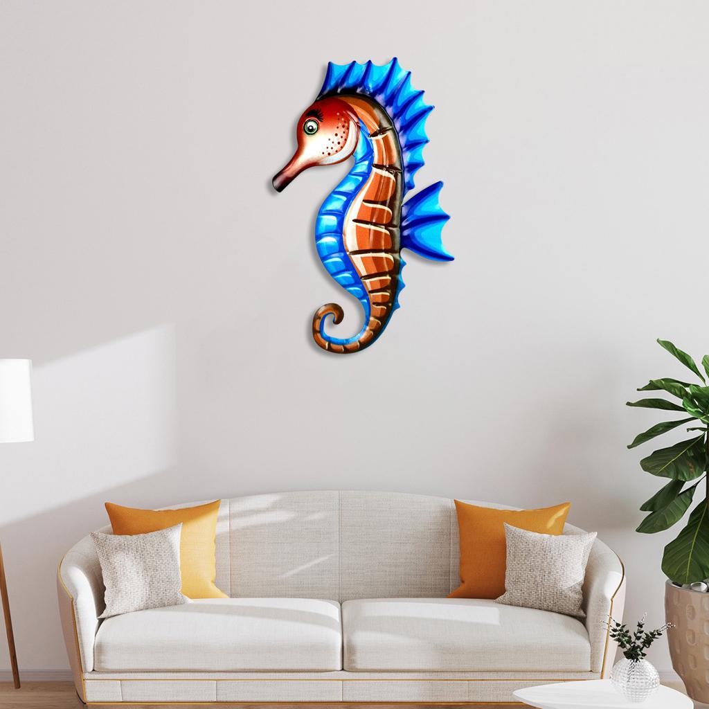 Seahorse Wall Decor for Home Living Room Garden Fence Yard Ornament Red