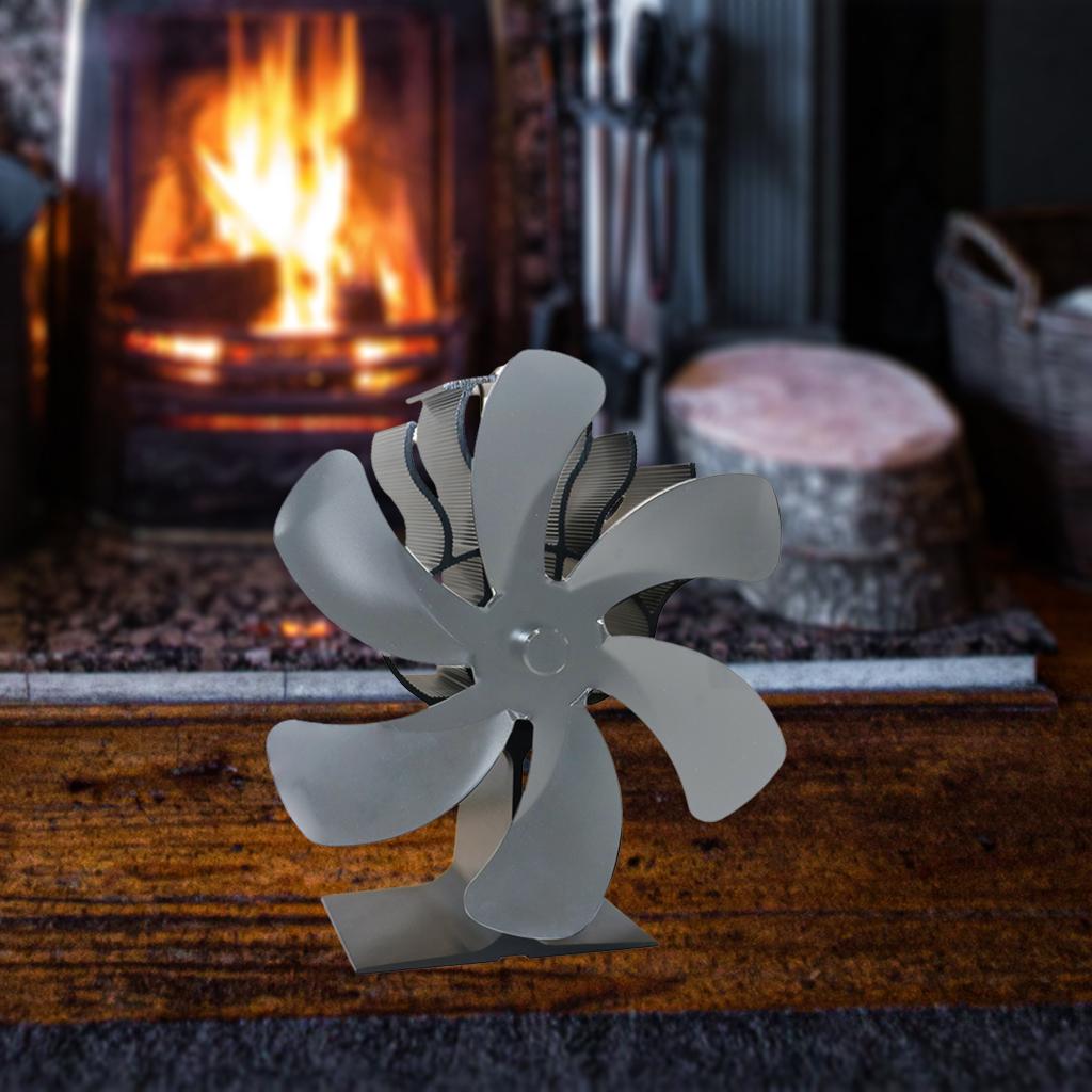 Heat Powered 6 Blade Stove Fan Eco Friendly Fireplace Fan Efficiency Grey