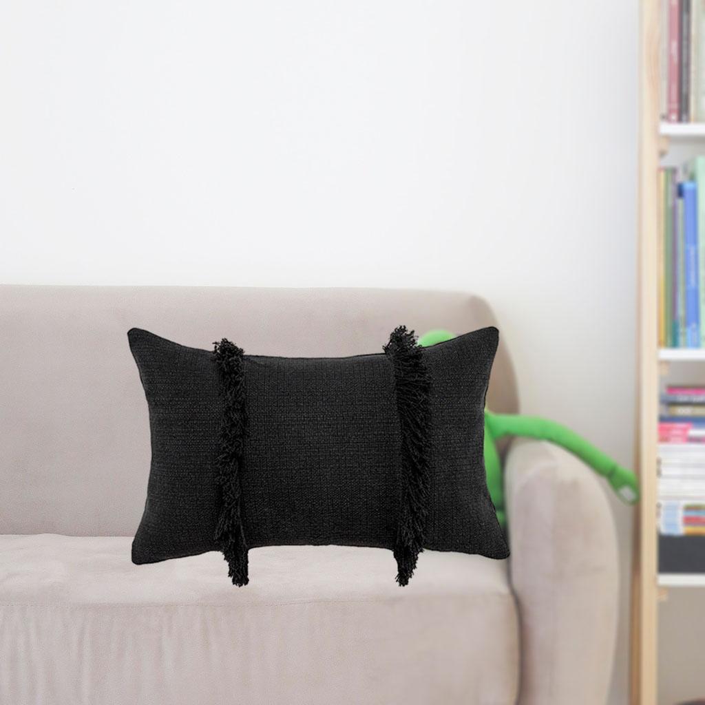 Nordic Style Throw Pillow Cover Tassel Cushion Case 30x50cm Black