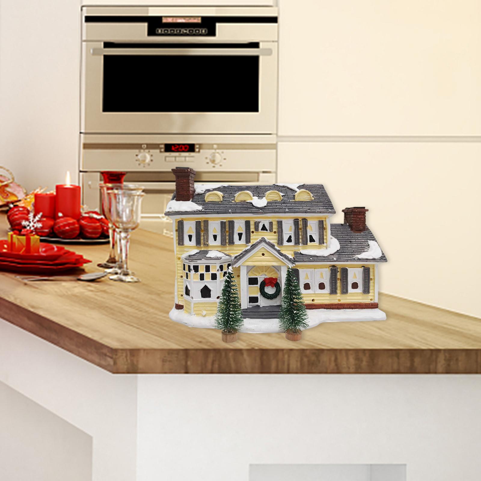 Christmas Snow Village Building Ornaments LED for Home Holiday 25x14.5x16cm 