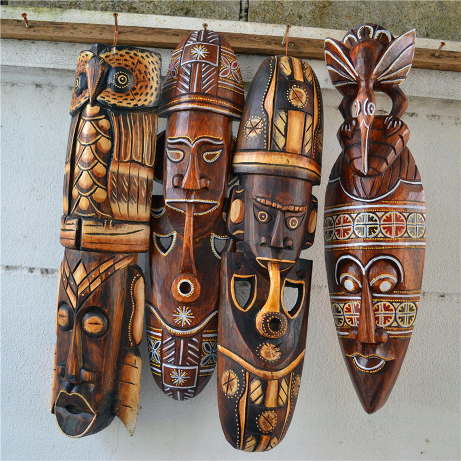 Antique Old Collectible Decorative Hand Carved Wood African Masks  A-50CM