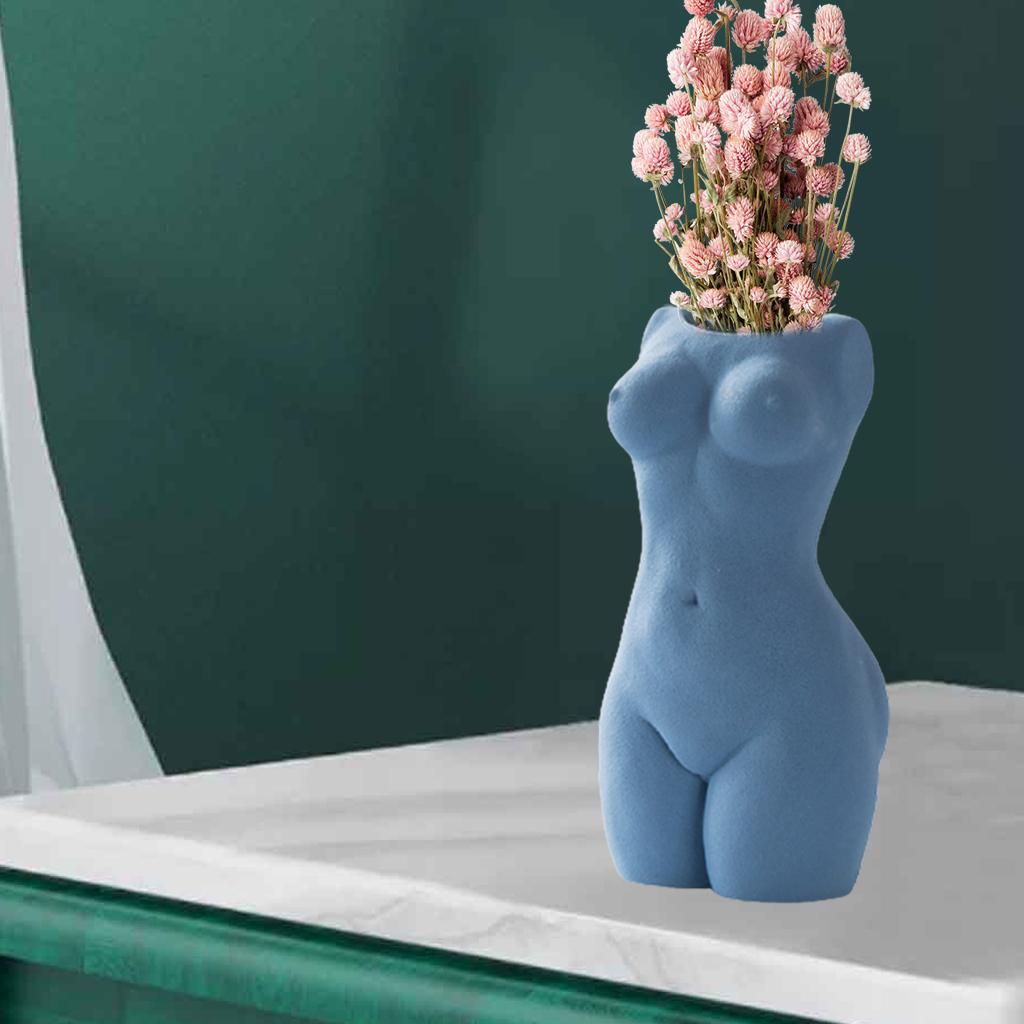 Modern Female Body Body Vase Figurine Ornament Home Decor Pot Navy blue